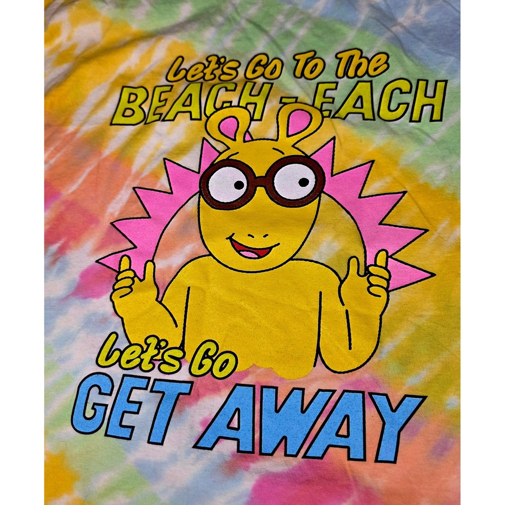 Arthur The Aardvark Tie Dye T-Shirt Beach Each Get Away Graphic Tee Large